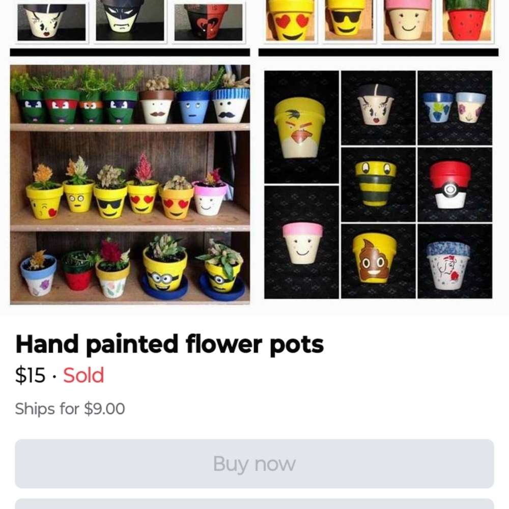 Colorful Hand-Painted Flower Pots
